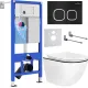 Унитаз подвесной Roxen Antares Black в комплекте с инсталляцией StounFix Dual Fresh 6 в 1 964681 кнопка: черный матовый