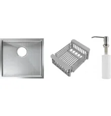 Кухонная мойка Schtoff Undermount Best Decor Silver 4545 + коландер KR-1 GREY + дозатор SD-1 SILVER