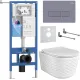 Унитаз подвесной Roxen Vine Tornado в комплекте с инсталляцией StounFix Dual Fresh 6 в 1 979005 кнопка: серый гранит