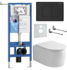 Унитаз подвесной Roxen Royal Matt в комплекте с инсталляцией StounFix Dual Fresh 6 в 1 868520 кнопка: черный