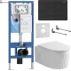 Унитаз подвесной Roxen Royal Matt в комплекте с инсталляцией StounFix Dual Fresh 6 в 1 868520 кнопка: черный