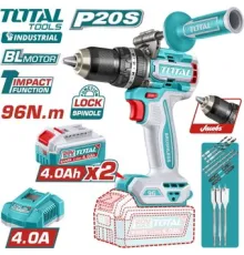 Ударная дрель-шуруповерт Total TIDLI209686 с 2-мя АКБ, кейс