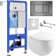 Унитаз подвесной Roxen Egg в комплекте с инсталляцией StounFix Dual Fresh 6 в 1 964215 кнопка: оружейная сталь