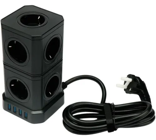 Сетевой фильтр Cablexpert Tower TWR-9-U4-B-2