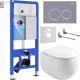 Унитаз подвесной Roxen Egg в комплекте с инсталляцией StounFix Dual Fresh 6 в 1 966160 кнопка: серый бетон
