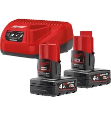 Аккумулятор с зарядным устройством Milwaukee M12 M12NRG-402 4933459211 2 x 12В/4 Ач + 12В