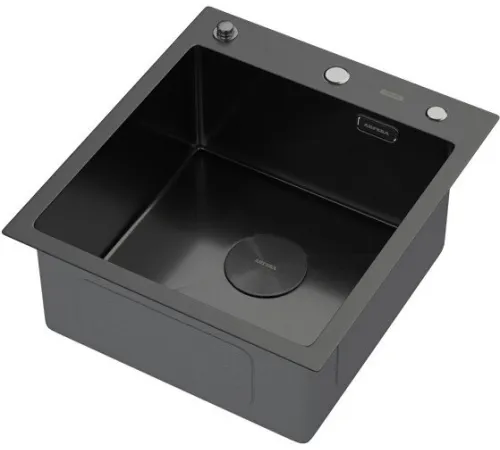 Кухонная мойка ARFEKA ECO AR мойка 450*500 POP-UP, коландер F, дозатор BLACK DECOR VOLCANIC ROCK