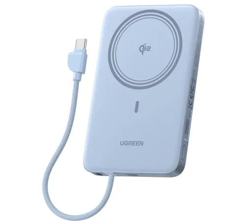 Внешний аккумулятор Ugreen Magflow Air Qi2 15W PB570 65839B 10000mAh голубой