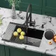 Кухонная мойка Roxen Uno 560210-54B-GR графит/текстурная PVD покрытие с ролл-матом и дозатором