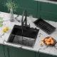 Кухонная мойка Roxen Simple 560220-60B-GR графит/текстурная PVD покрытие с коландером и дозатором