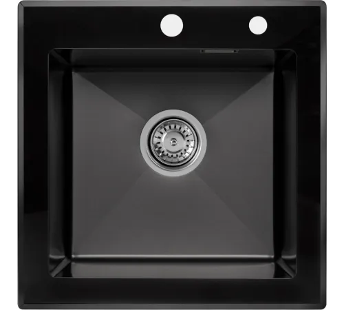 Кухонная мойка ARFEKA ECO AR 500*500 GS BLACK GLASS + BLACK PVD NANO