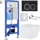 Унитаз подвесной Roxen Cube One Rimless 6 в 1 StounFix Dual Fresh 543879 кнопка: черный матовый