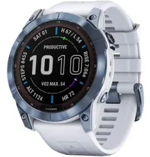 Умные часы Garmin Fenix 7X Sapphire Solar голубой минерал/белый камень