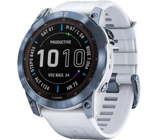 Умные часы Garmin Fenix 7X Sapphire Solar голубой минерал/белый камень