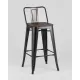 Стул Stool Group Tolix Wood со спинкой YD-H765E-W LG-01 черный глянцевый/темное дерево