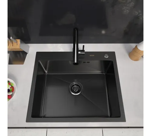 Кухонная мойка ARFEKA Eco AR 600*500 Black PVD Nano Decor Volcanic Rock