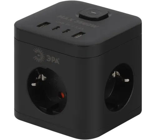 Сетевой фильтр ЭРА CUBE-3es-1.5m-4USB-B Б0069074