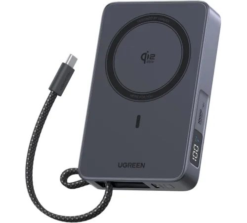 Внешний аккумулятор Ugreen MagFlow PB773 10000mAh серый