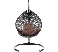 Подвесное кресло M-Group Капля Люкс 11030405 черный ротанг/коричневая подушка