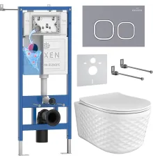 Унитаз подвесной Roxen Vine Tornado в комплекте с инсталляцией StounFix Dual Fresh 6 в 1 979019 кнопка: серый гранит