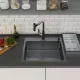 Кухонная мойка Roxen Simple 560220-55B PVD графит с коландером и дозатором