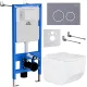 Унитаз подвесной Roxen Boro в комплекте с инсталляцией StounFix Dual Fresh 6 в 1 966110 кнопка: серый бетон